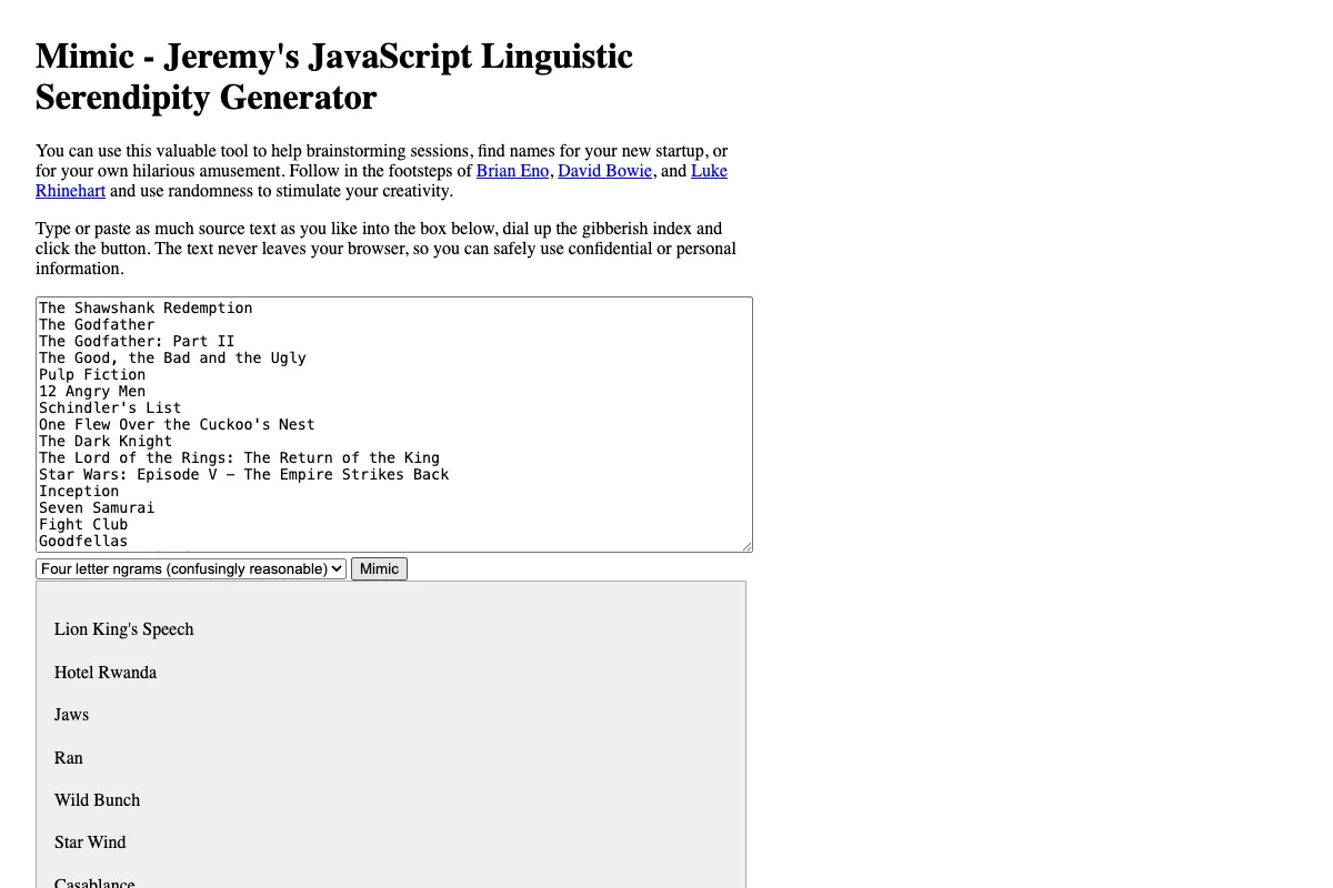 Screenshot of Mimic